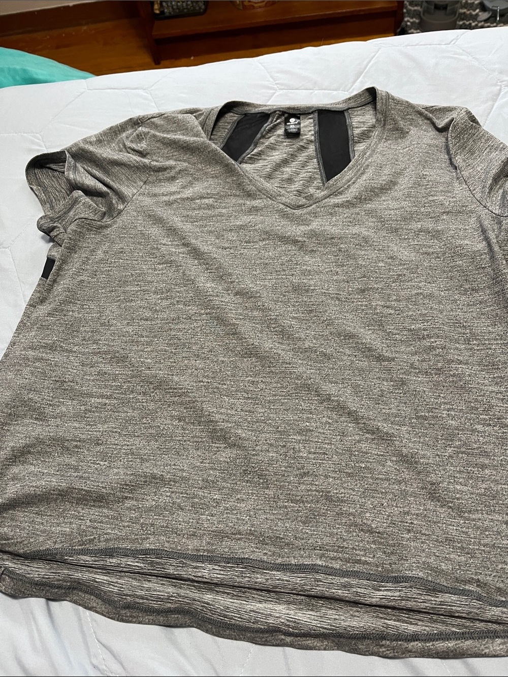 Velocity Heather Gray V-Neck Short Sleeve Performance Tee